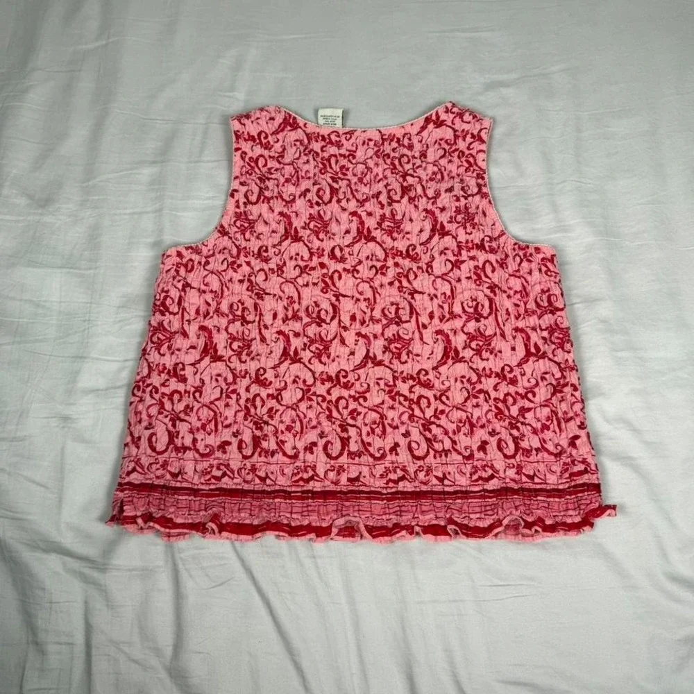 Vintage y2k Faded glory pink floral button up tank top shirt boho fairy cottage - Picture 4 of 4